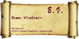 Bums Vladimir névjegykártya